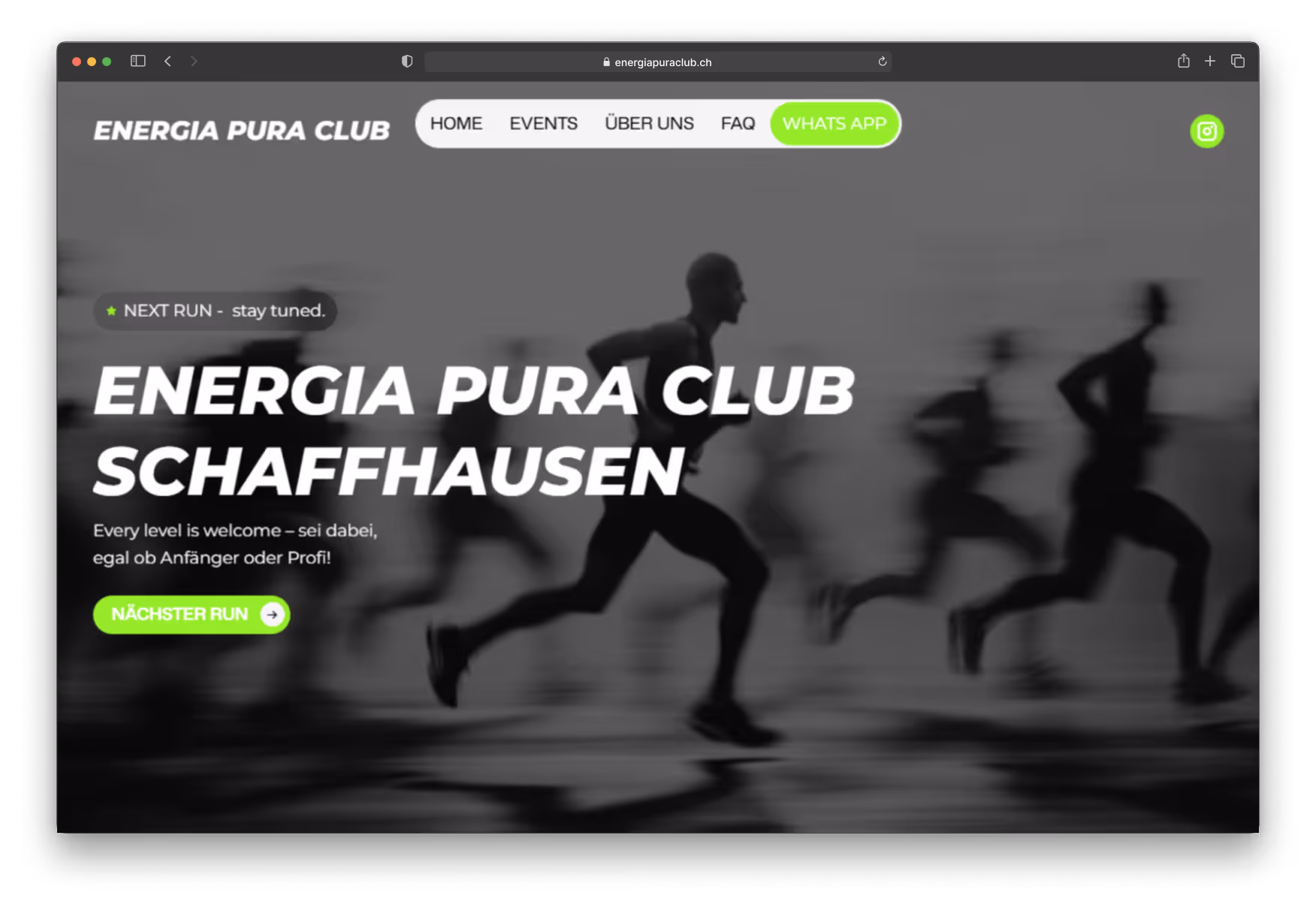 Energia Pura Club Website im Browser
