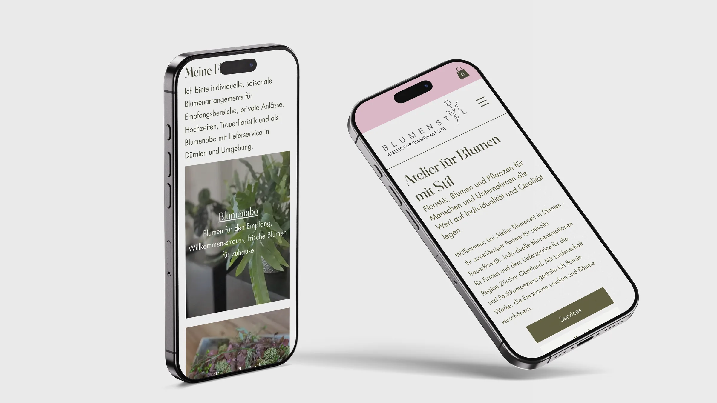 Atelier Blumenstil, Website auf dem Smartphone