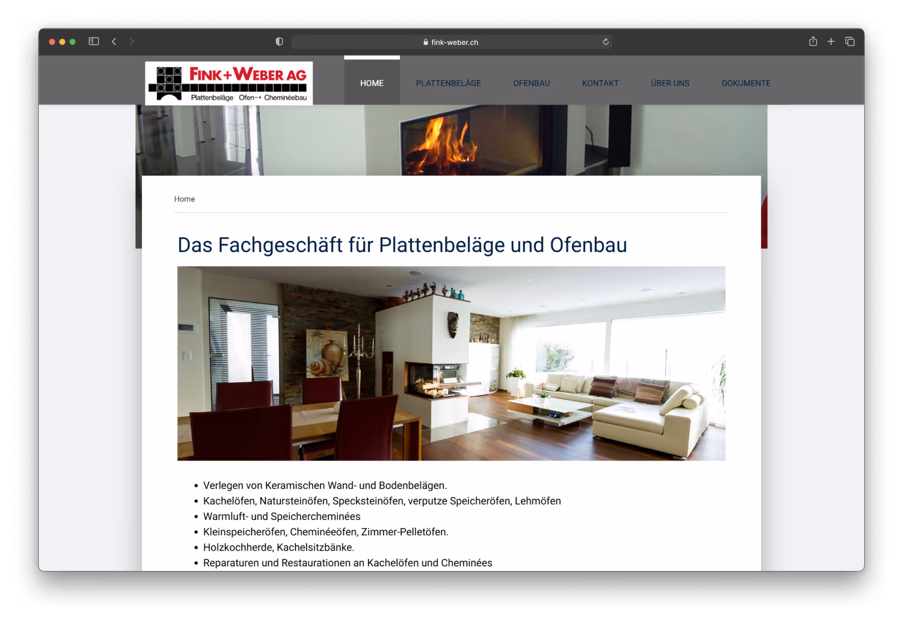 Fink + Weber AG – alte Website