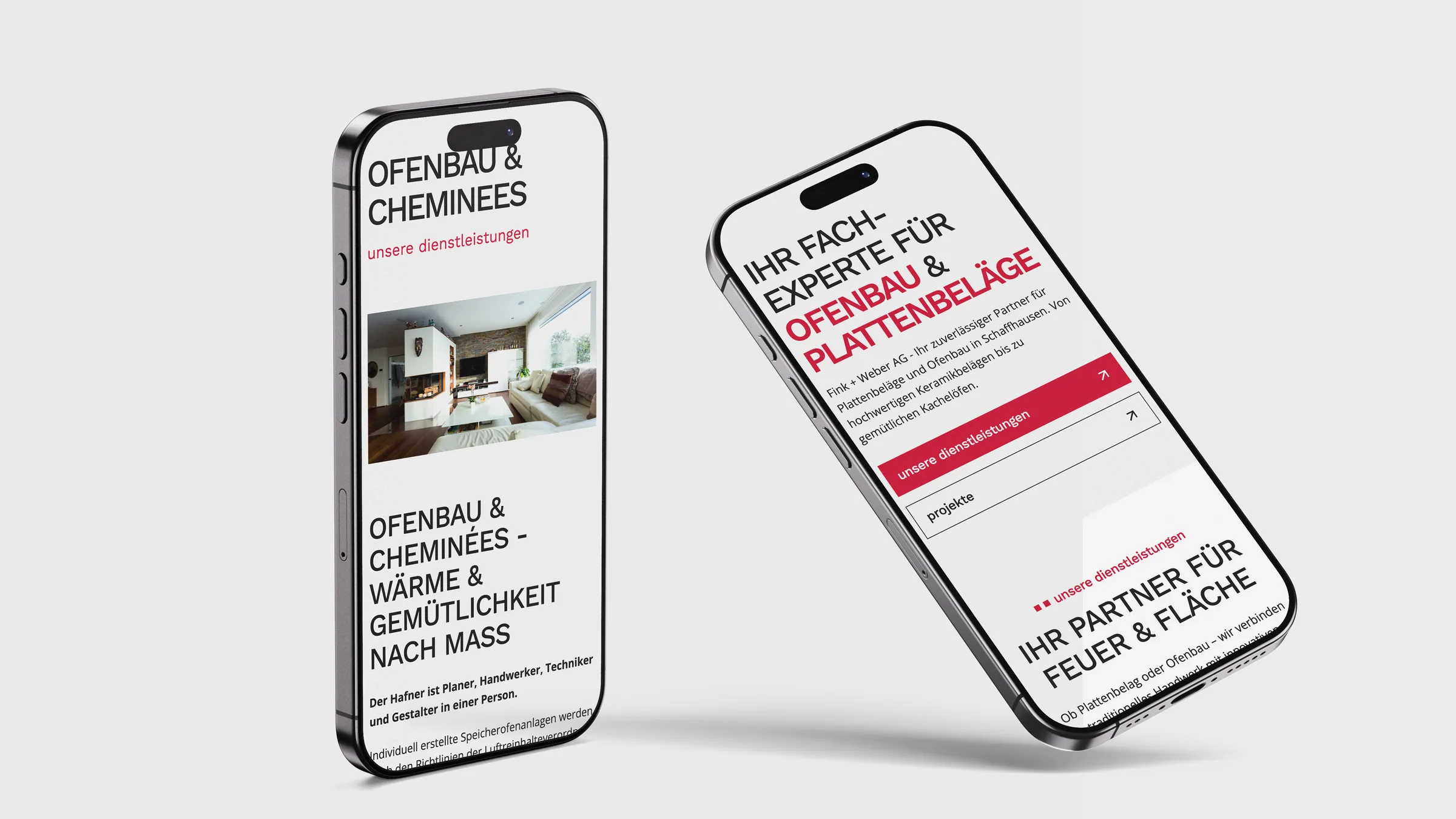 Fink + Weber AG, Website auf dem Smartphone