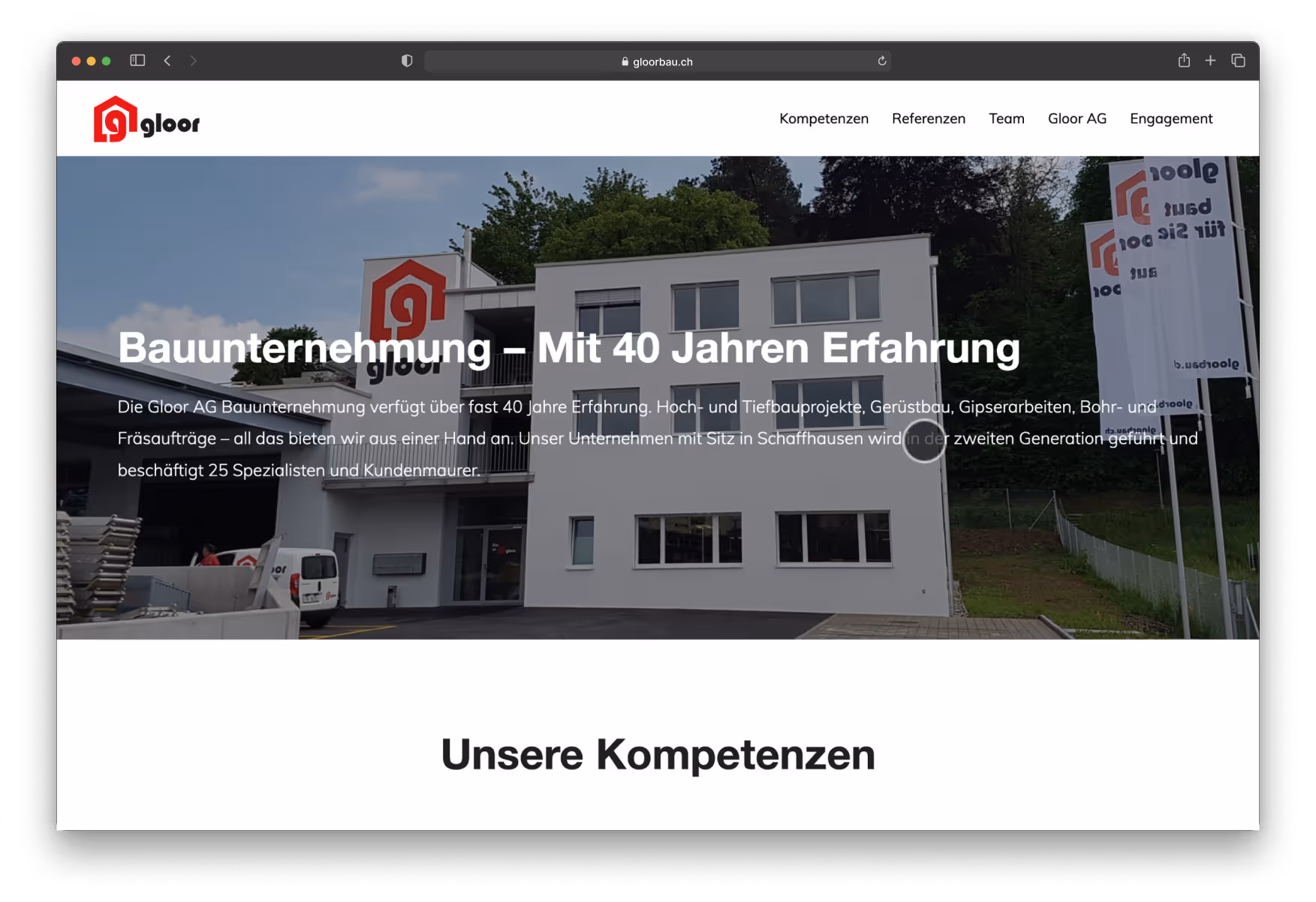 Gloor Bau AG – alte Website