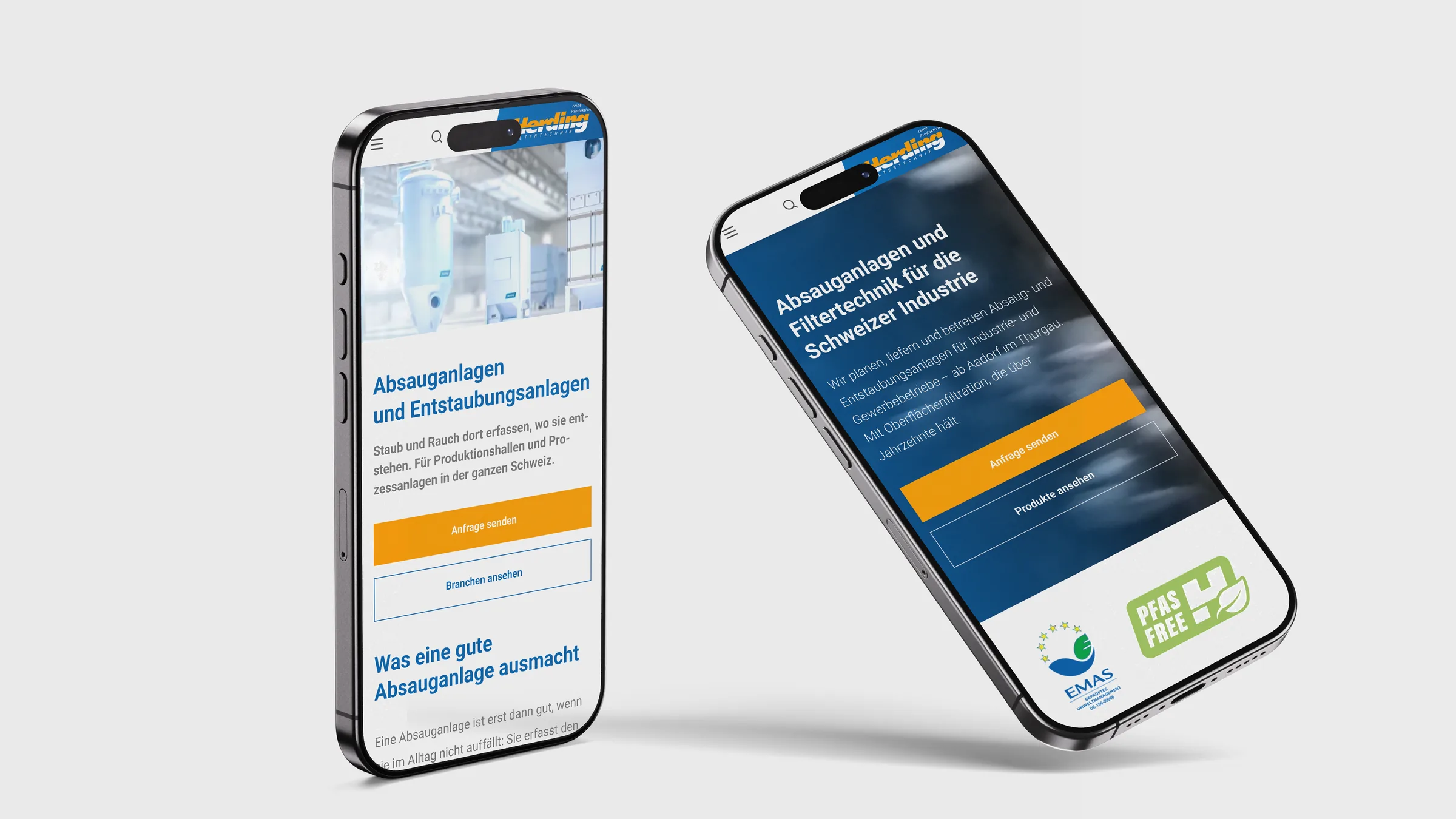 Herding AG Filtertechnik, Website auf dem Smartphone