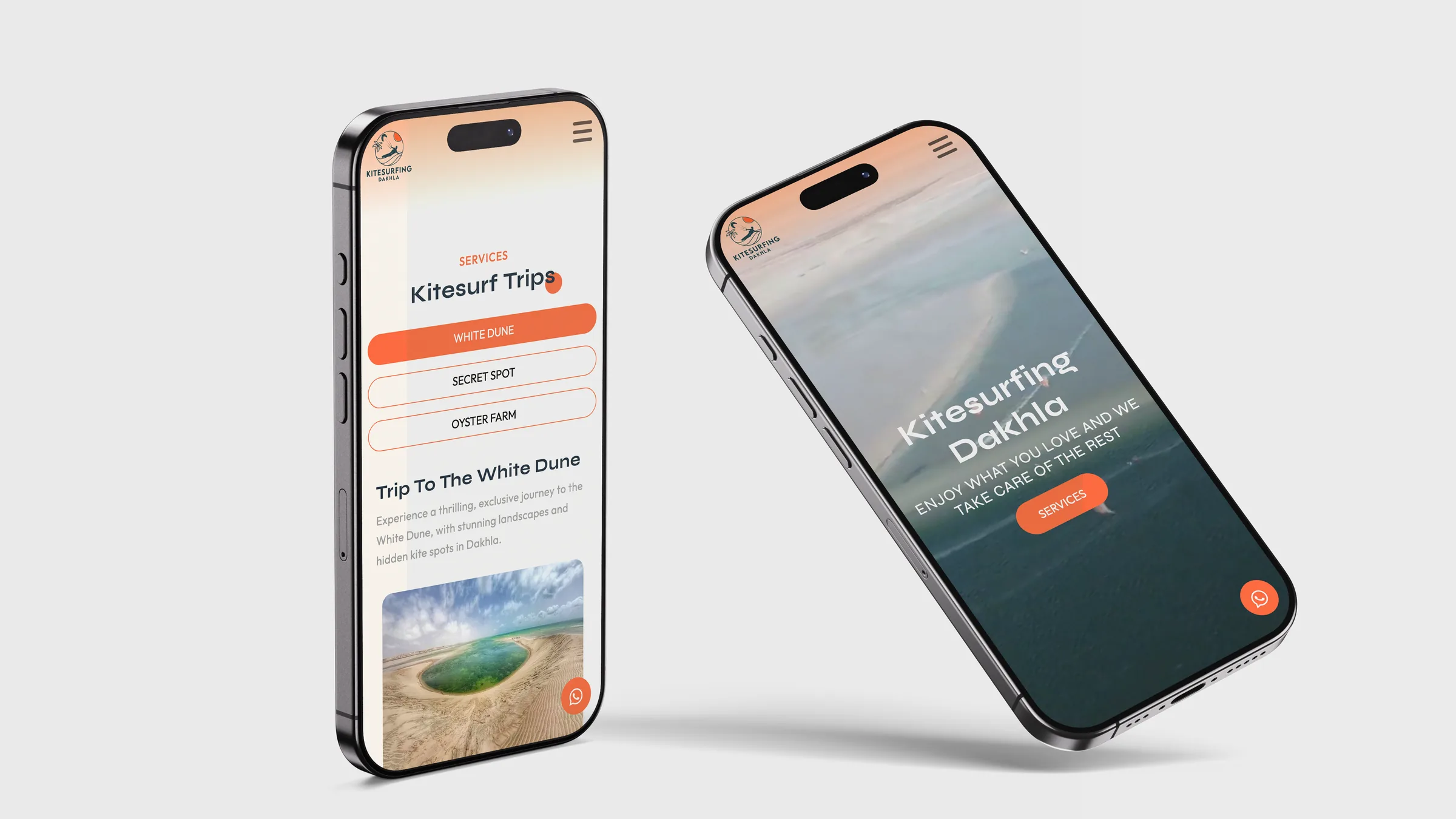 Kitesurfing Dakhla, Website auf dem Smartphone