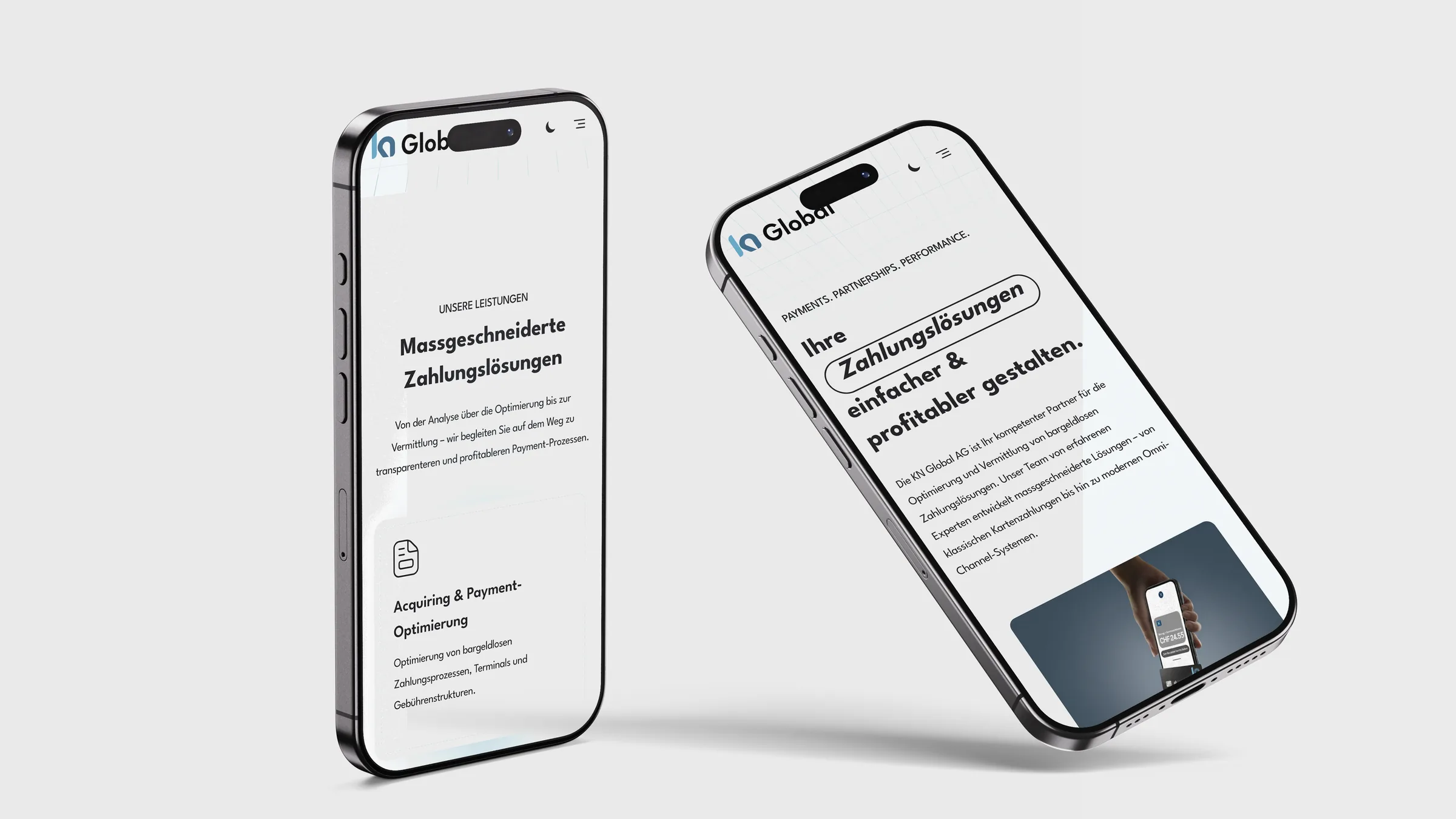 KN Global AG, Website auf dem Smartphone