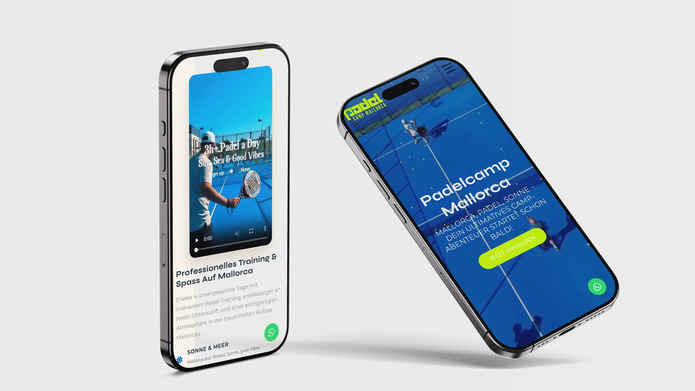 Padelcamp Mallorca, Website auf dem Smartphone
