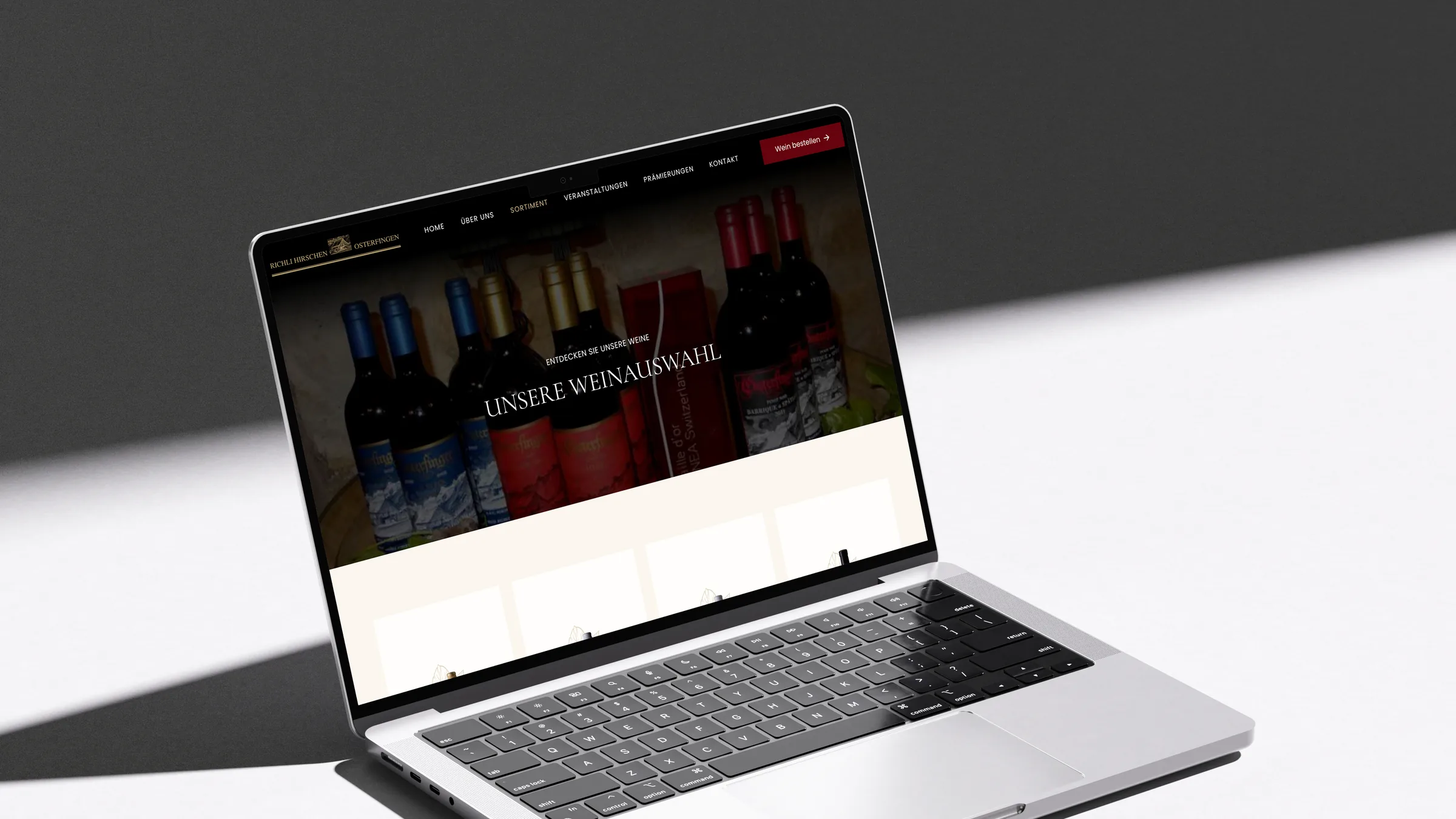Weingut Richli Hirschen, Sortiment auf dem Laptop