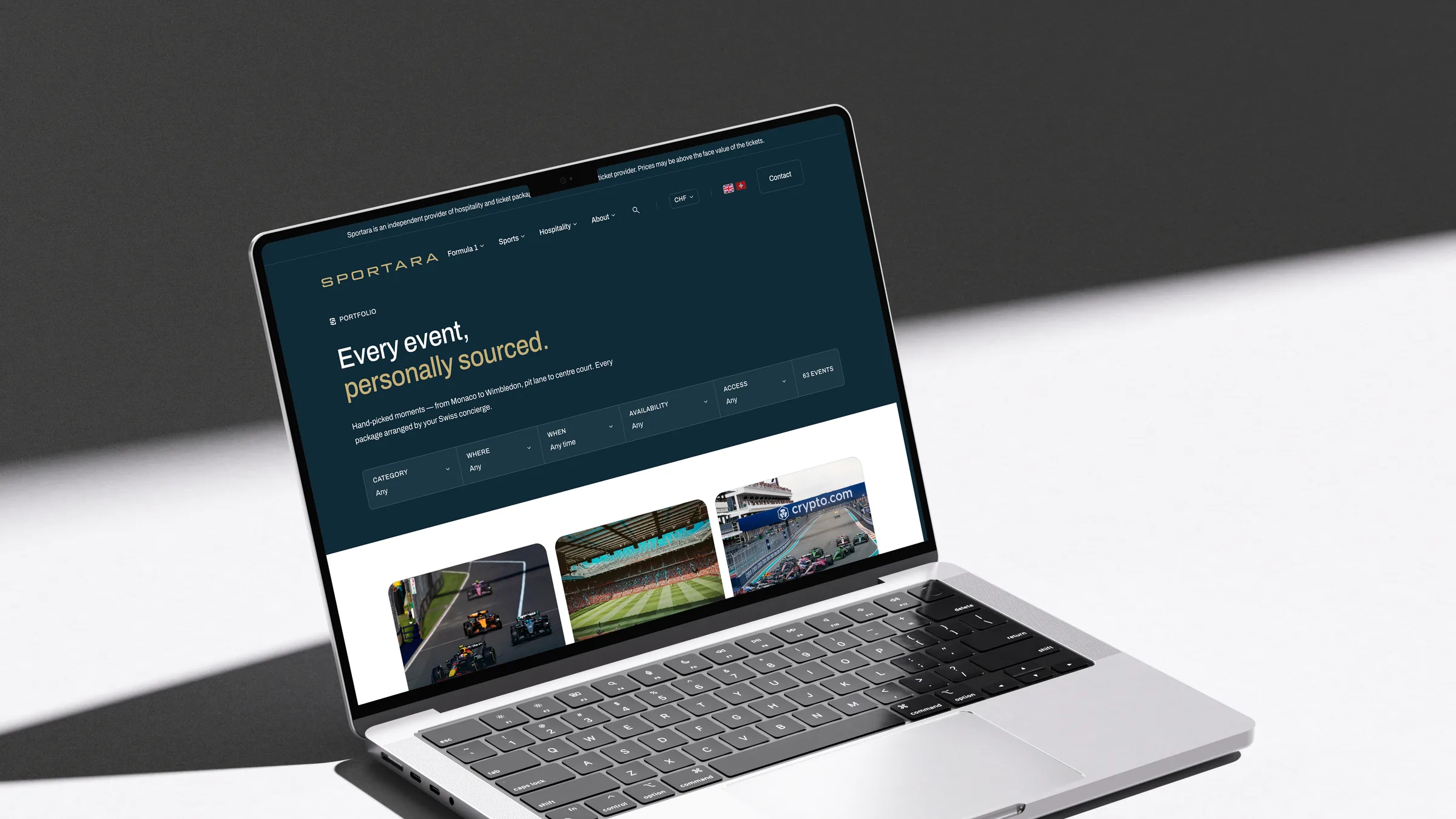 Sportara, Eventübersicht auf dem Laptop