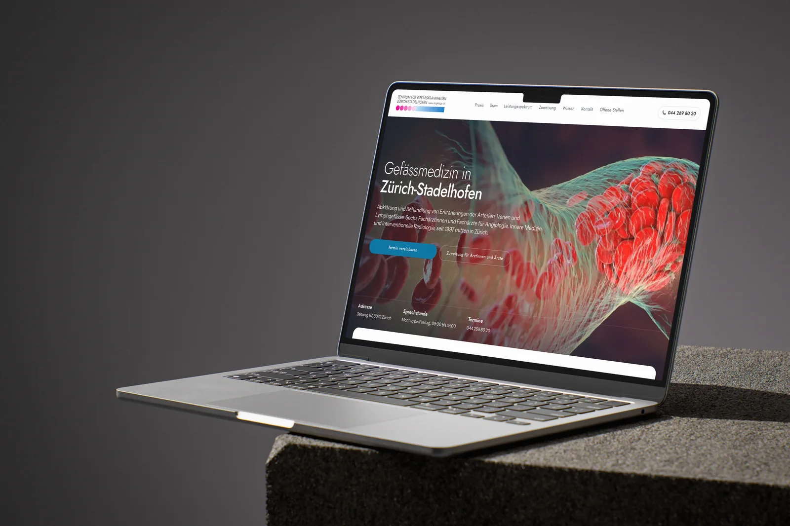 Website Zentrum für Gefässkrankheiten Zürich-Stadelhofen